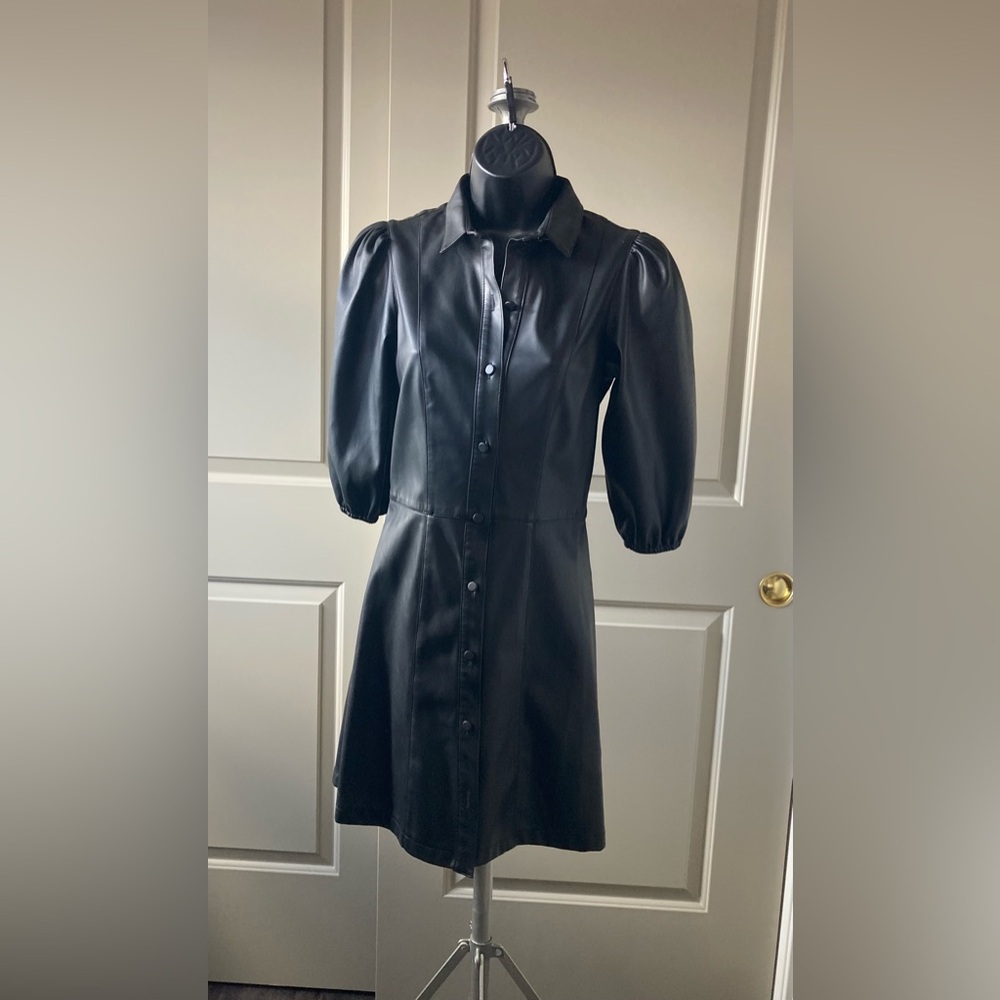 Edgy Black Faux Leather Dress